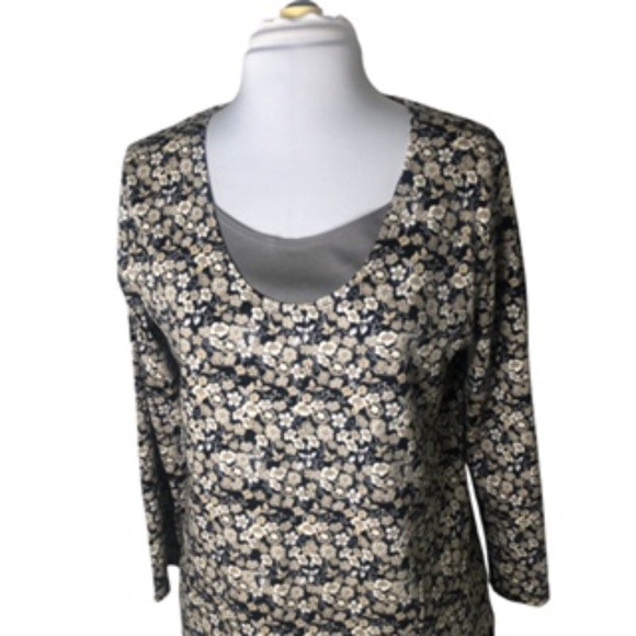 NWOT White Stag 3/4 Sleeve Mock Tank Underneath Floral Scoop Neck Top Size L - Picture 2 of 7